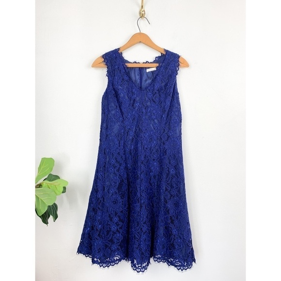 Shoshanna Women’s Navy Blue Lace Sleeveless Dress Sz XS - Picture 1 of 11